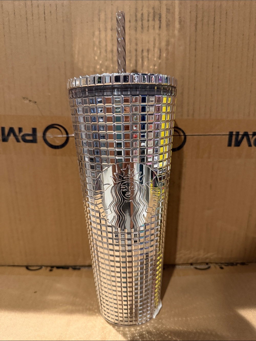 Starbucks Silver Mosaic Tumbler with Twist Straw